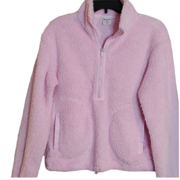 New Cozy Pink Half Zip Up Fleece Jacket w/ Pockets & Parachute Closure sz XS - Picture 2 of 5